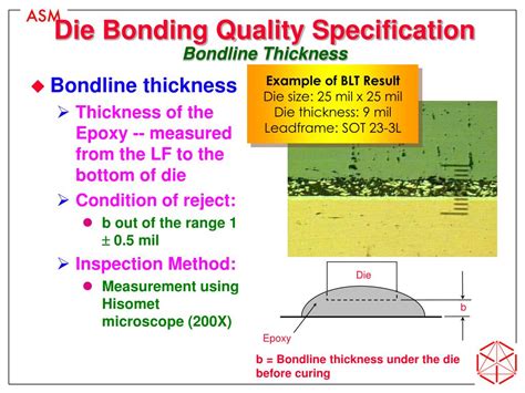 measuring die attach bond line thickness|bond line thickness die bonding.